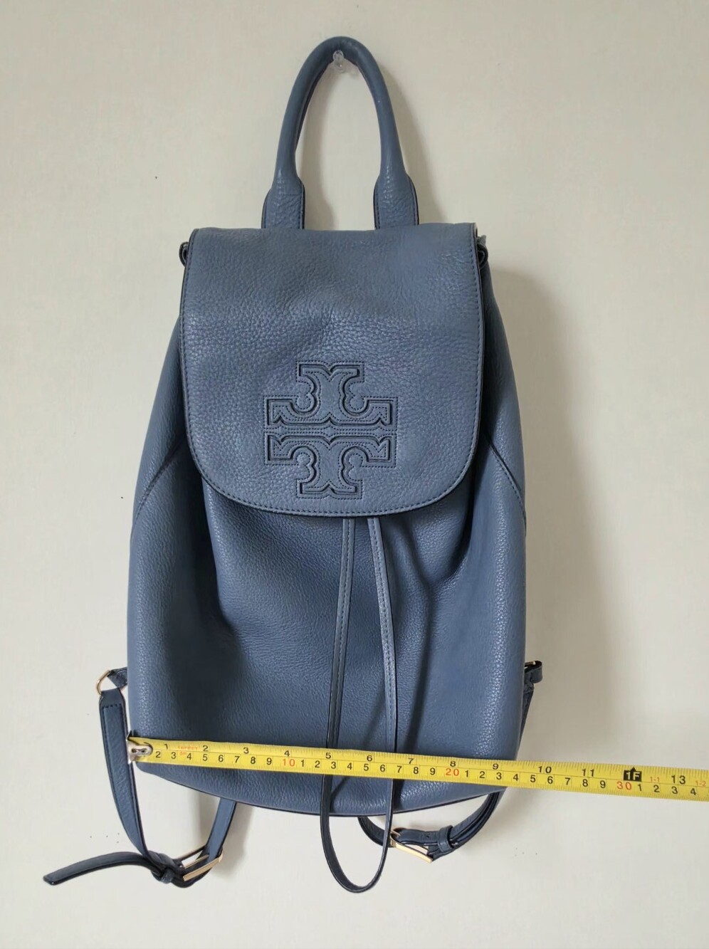Tory Burch Genuine Leather Backpack Blue Pebbled Leather Excellent Cond. - Picture 8 of 12